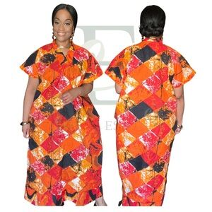 Vibrant African Patchwork Boubou Dress